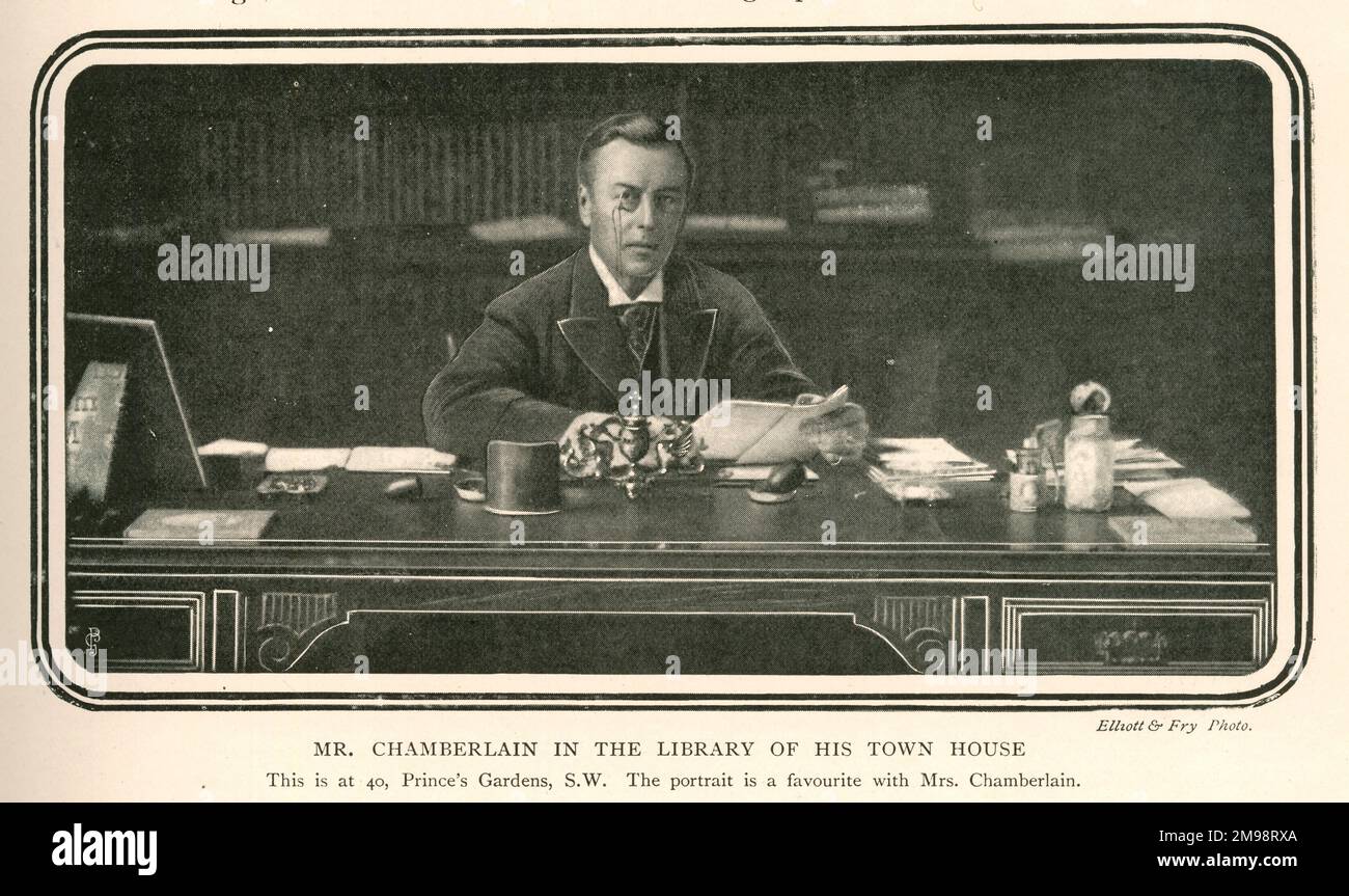 Joseph Chamberlain nella Biblioteca dei suoi Giardini del Principe a SW London. Foto Stock