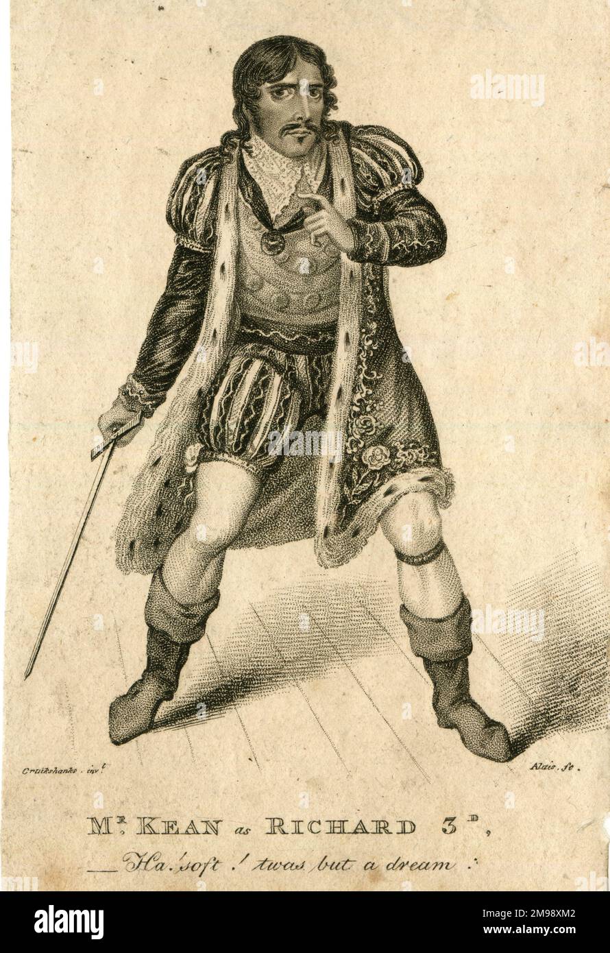 Edmund Kean come Richard III di Shakespeare, al Drury Lane Theatre nel 1814. Visto qui nell'atto V, guardando turbato alla vigilia della Battaglia di Boswell. Foto Stock