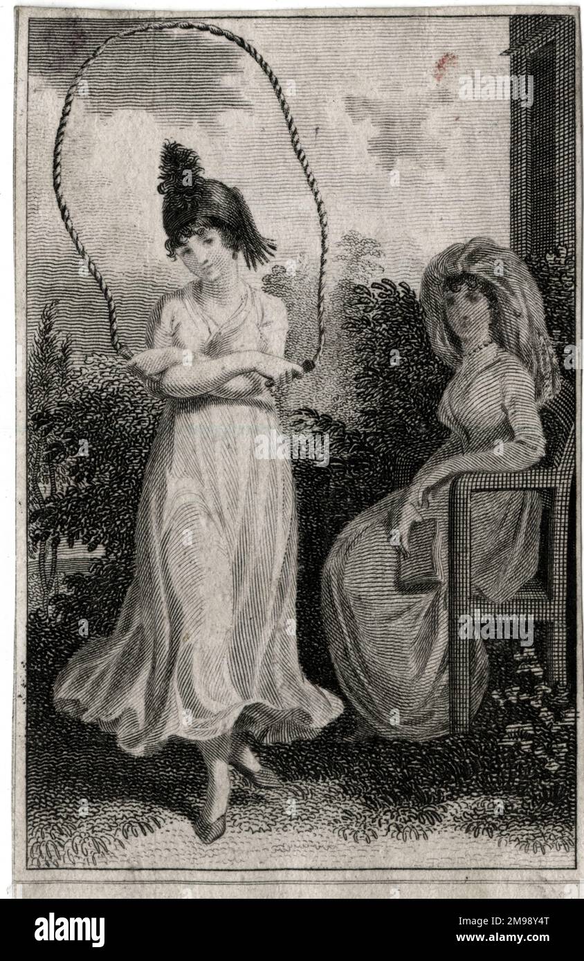 Abito da donna per 1799 - uno di loro ha una corda da salto. Foto Stock Abito da donna per 1799 - uno di loro ha una corda da salto. Foto Stock