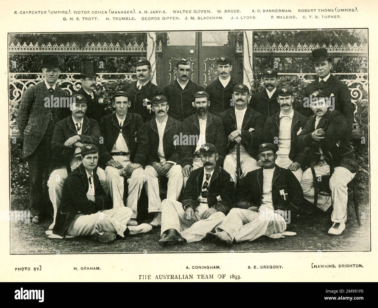Il Cricket Team australiano 1893. Foto Stock