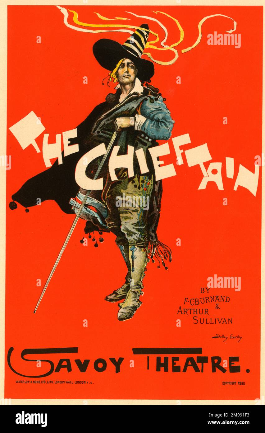 Poster, The Chieftain, di F C Burnand e Arthur Sullivan, Savoy Theatre, Londra. Foto Stock