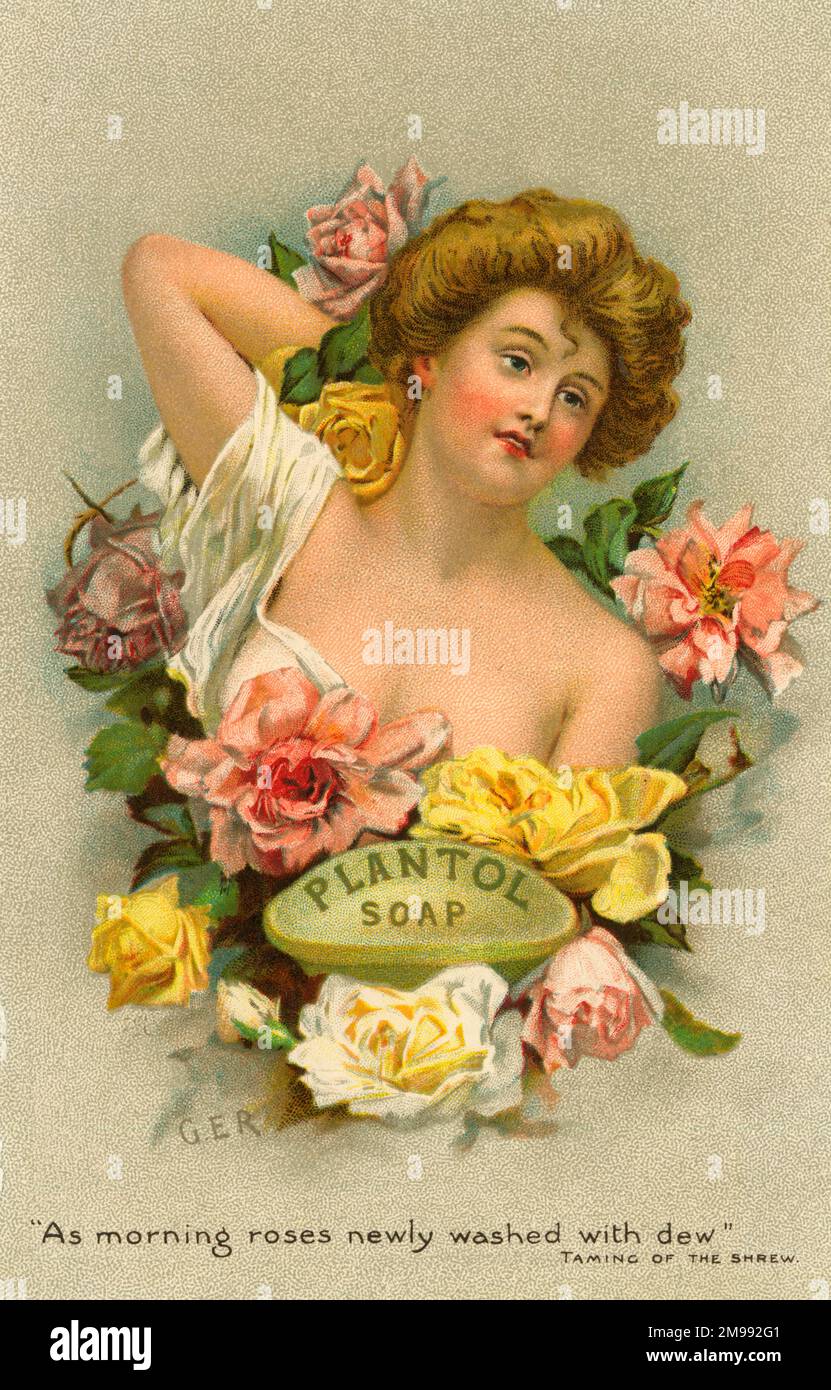 Inserto per riviste pubblicitarie, sapone Plantol. Foto Stock