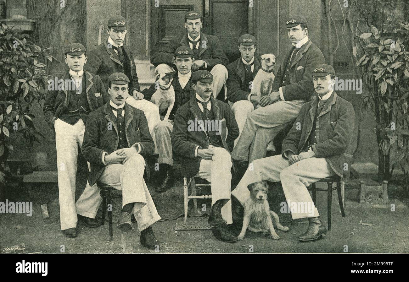 Thames Boat Race - foto di gruppo dell'equipaggio dell'Università di Oxford, 1894. Foto Stock