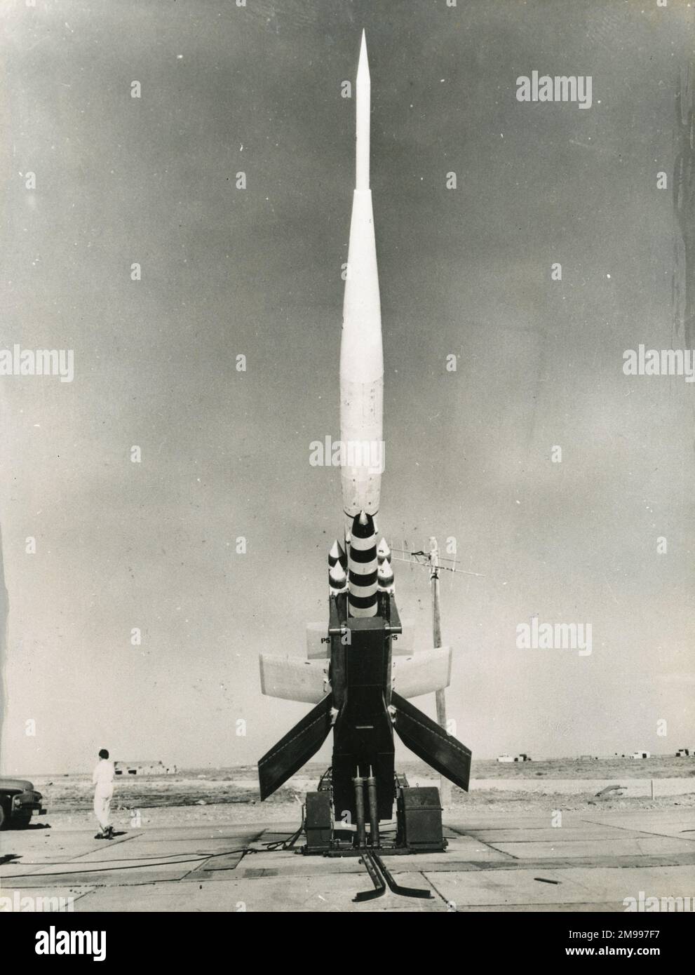 Bristol bobbin recuperabile ramjet veicolo di prova in posizione di lancio. Foto Stock