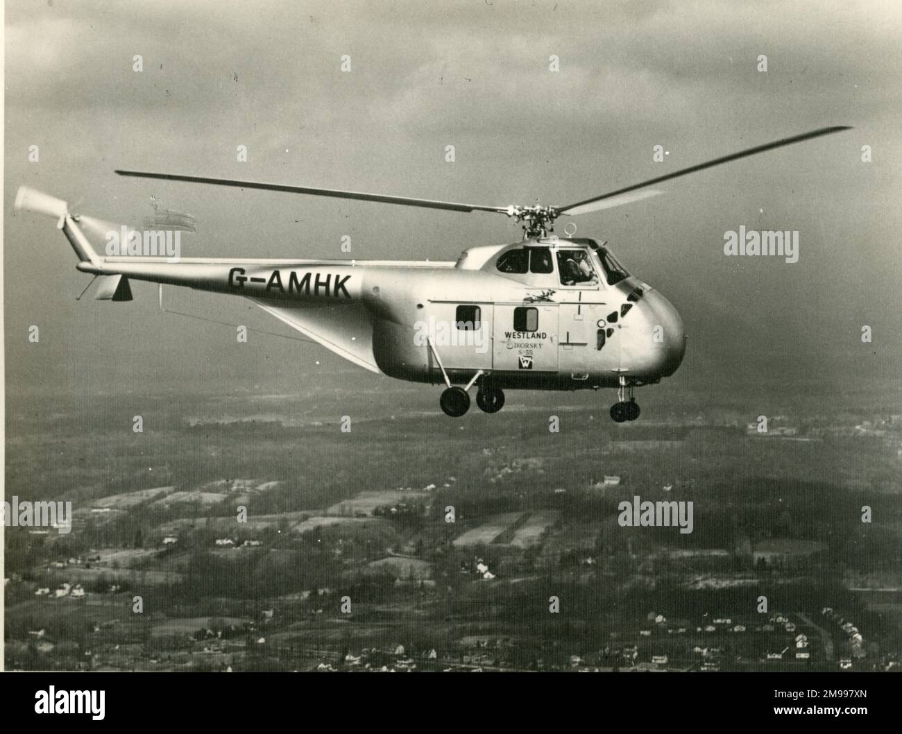 Sikorsky S-55, G-AMHK, è stato registrato a Westland nel gennaio 1951 per l'uso come dimostratore. Foto Stock