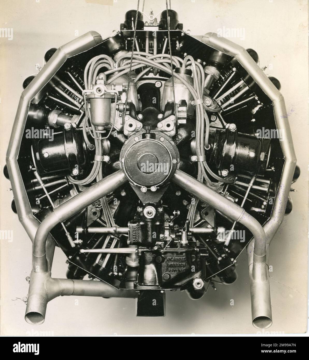 Vista posteriore di un motore radiale a sette cilindri Pobjoy Niagra del 90hp. Foto Stock