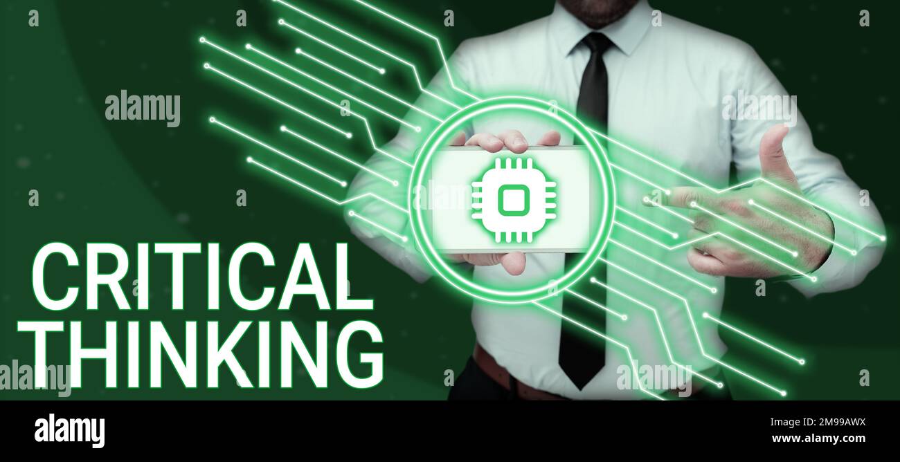 Segno di testo che mostra il pensiero critico. Panoramica aziendale sequenza delle fasi di un progetto che richiede più tempo Foto Stock