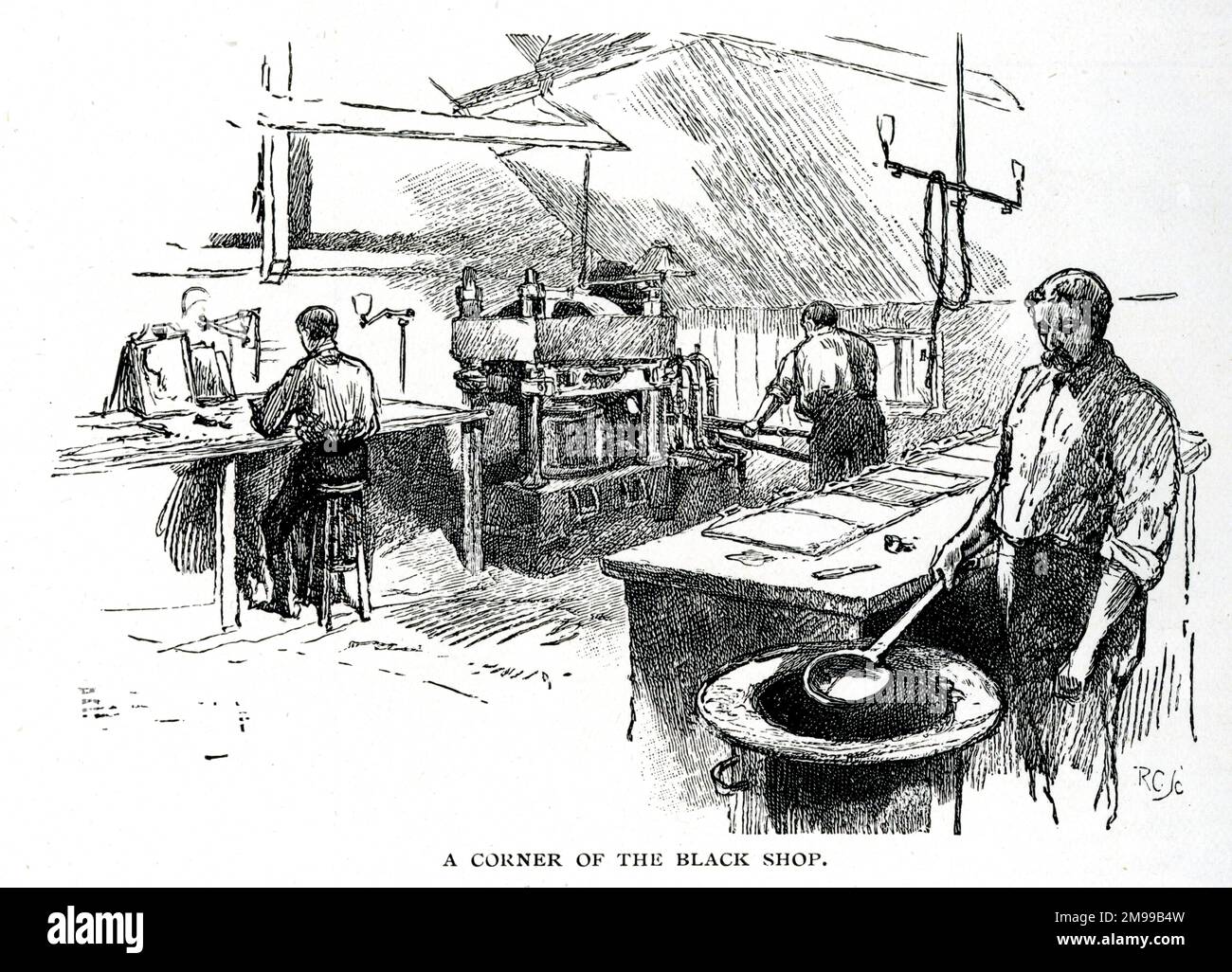 Un angolo del Black Shop - la stampante britannica. Foto Stock