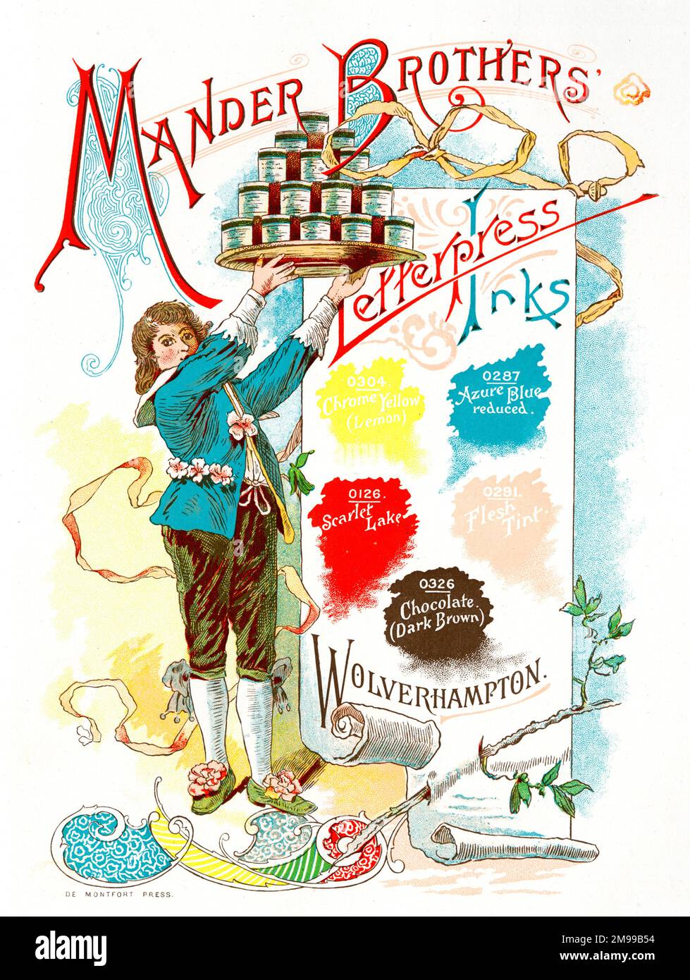 Advert, Mander Brothers, Wolverhampton, inchiostri Letterpress. Foto Stock