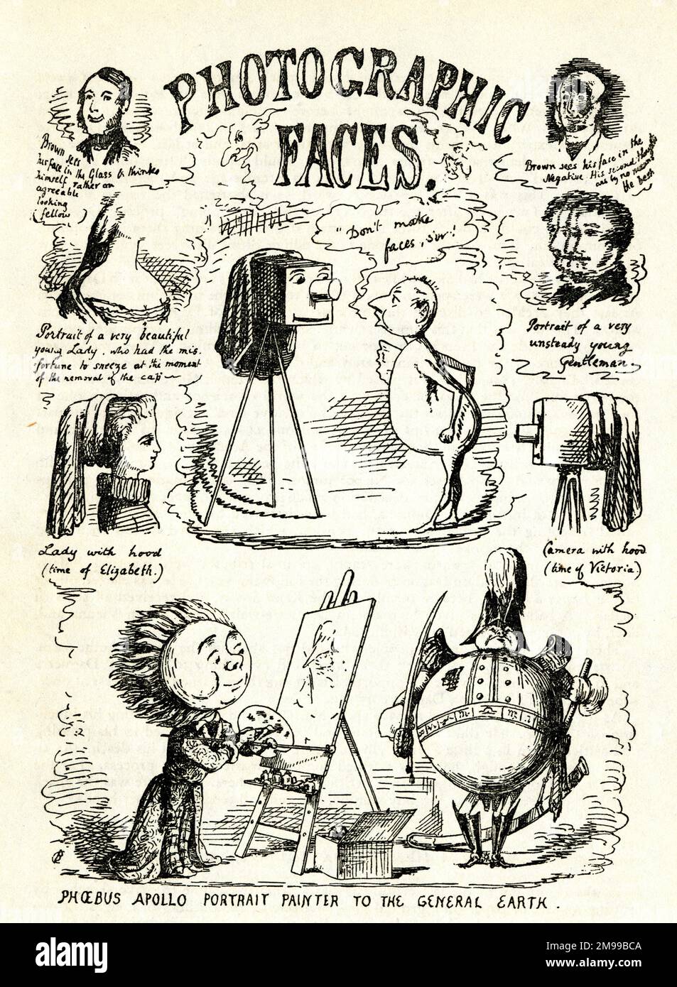 Cartoon, volti fotografici di Cuthbert Bede. Foto Stock