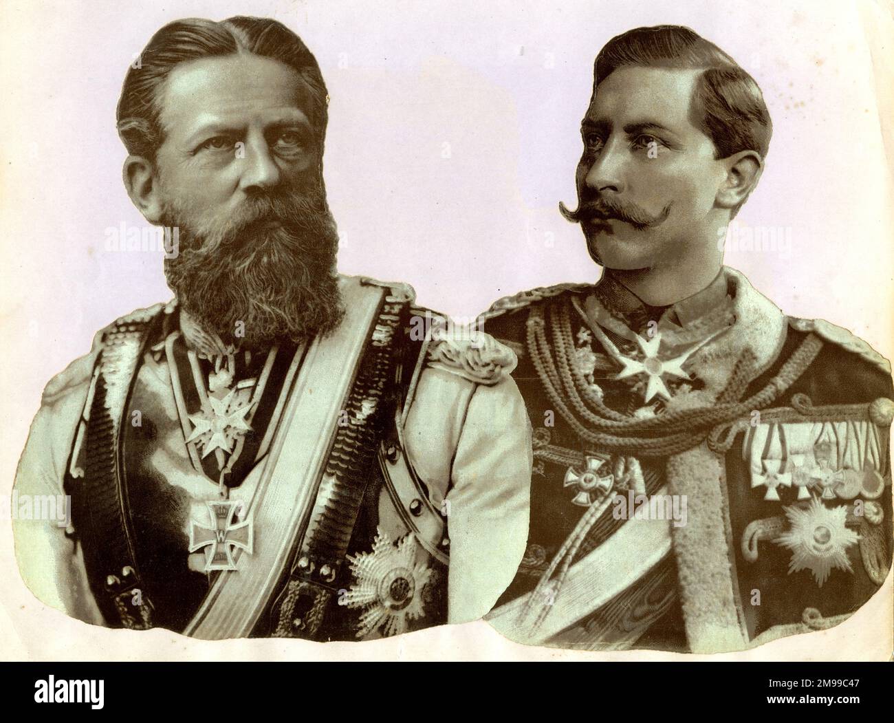 Federico III, imperatore tedesco e re di Prussia (1831-1888), con il figlio Kaiser Wilhelm II (1859-1941). Foto Stock