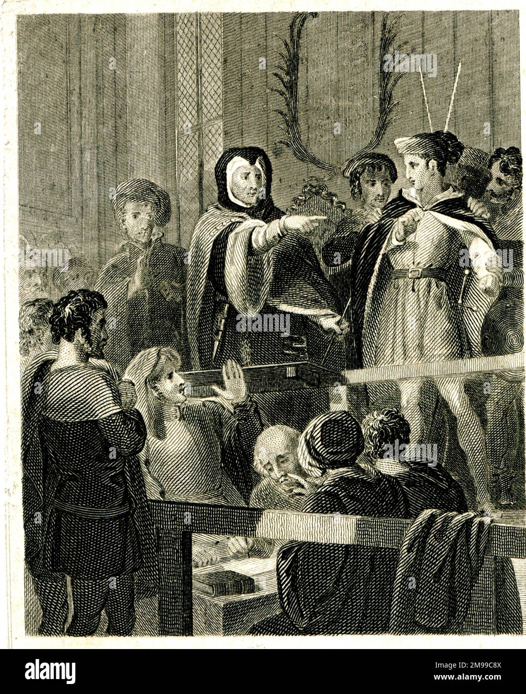 Enrico, Principe di Galles (il futuro Re Enrico V) si è impegnato in prigione per aver colpito il giudice William Gascoigne nella Corte della Panchina del Re - una storia apocrifa. Foto Stock