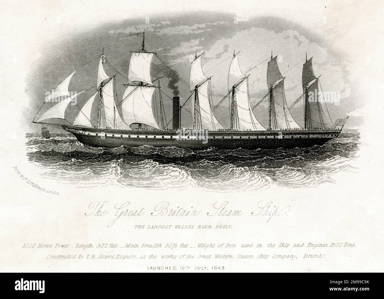 Isambard Kingdom la nave a vapore SS Great Britain di Brunel, lanciata il 19 luglio 1843. Foto Stock