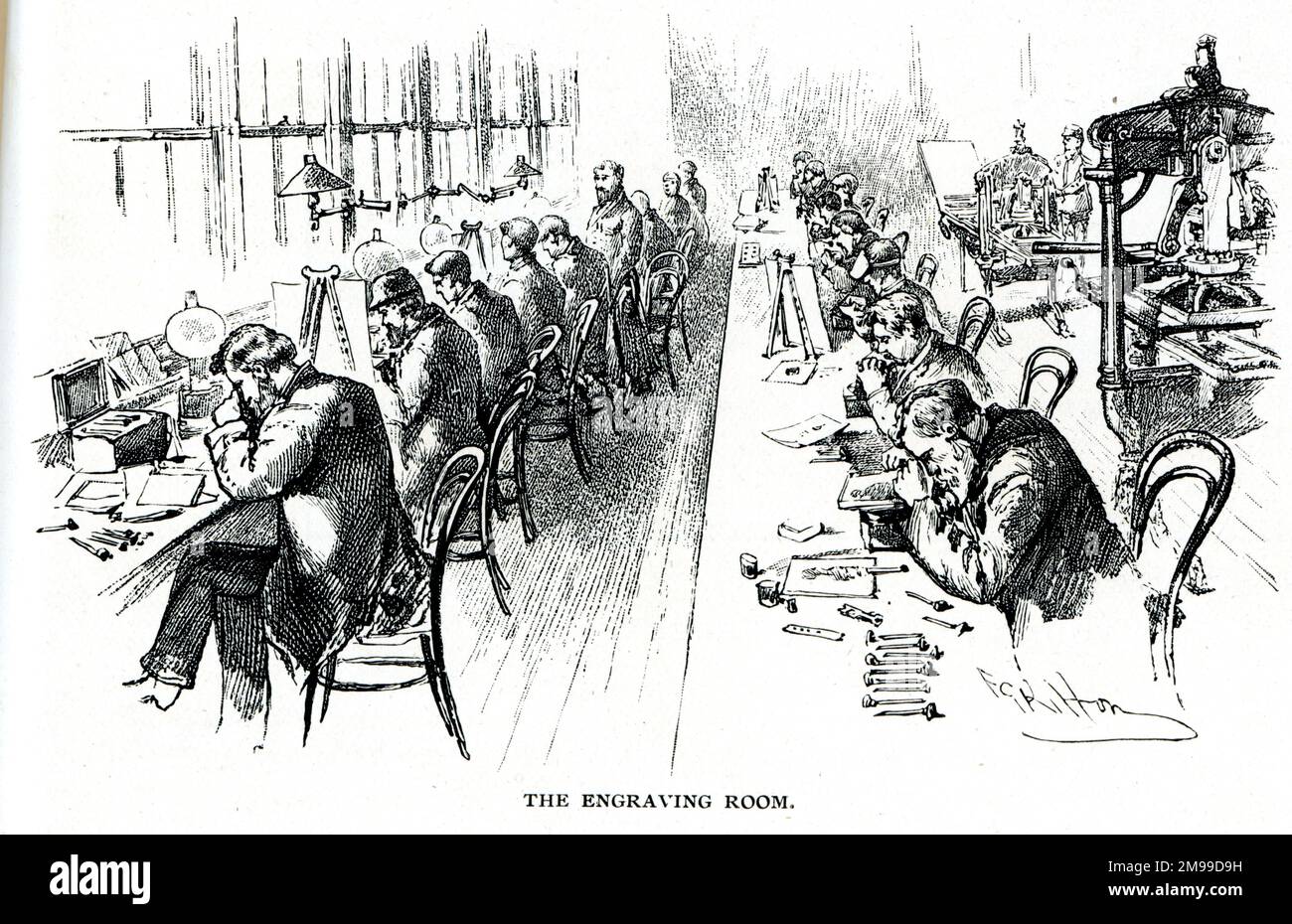 The Engraving Room, rivista Black & White. Foto Stock