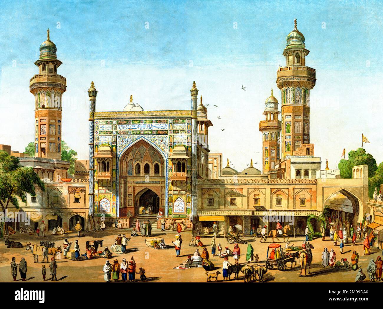 La Moschea di Wazir Khan, Lahore, India (ora in Pakistan), costruita nel 17th ° secolo. Foto Stock