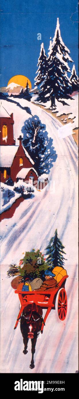 Fregio di Natale decorativo, portando a casa decorazioni di Natale nella neve. Foto Stock
