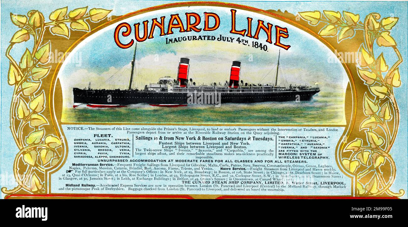 Cunard Line, navi a vapore passeggeri, Liverpool. Foto Stock