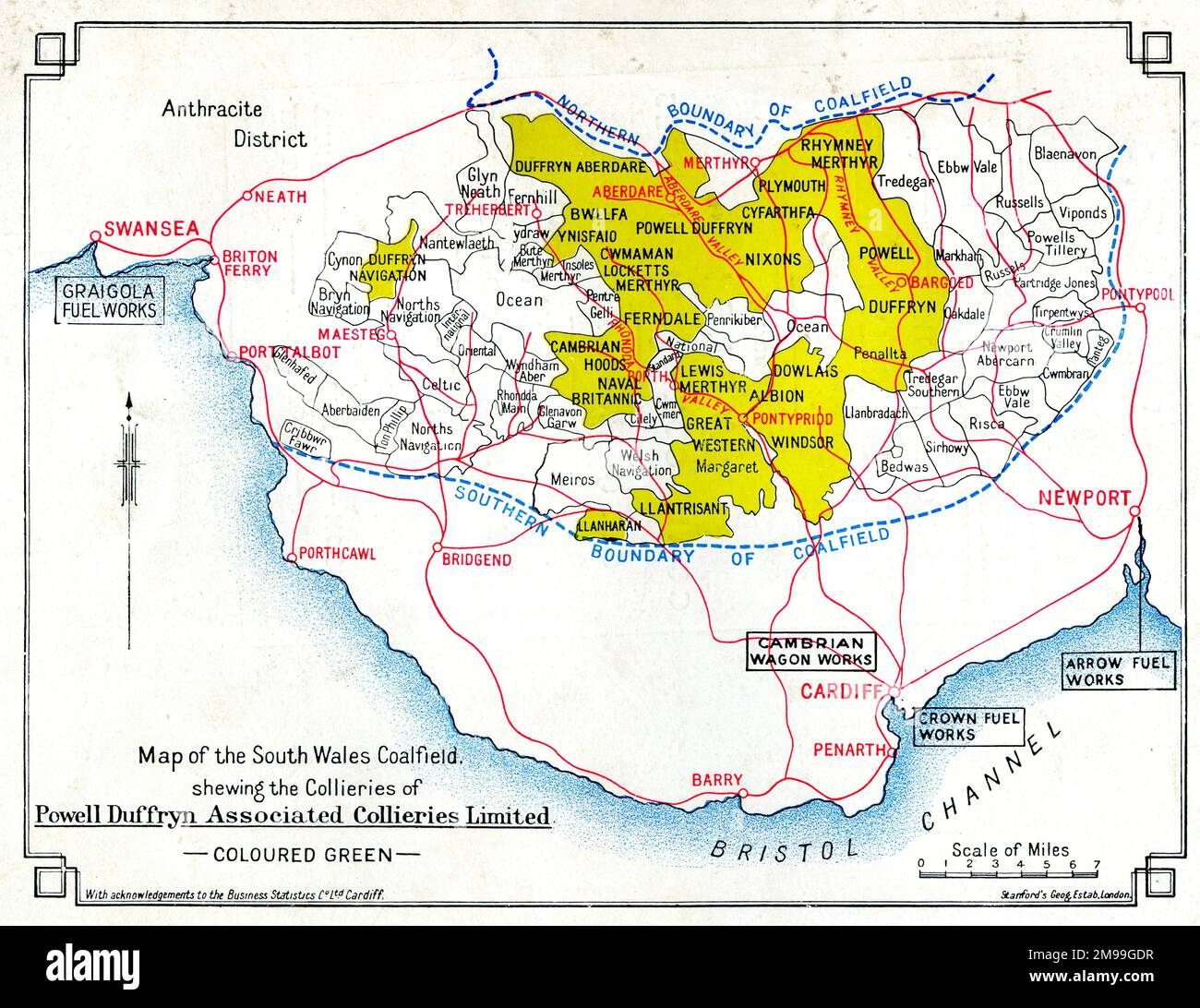 Mappa, South Wales Coalfield. Foto Stock