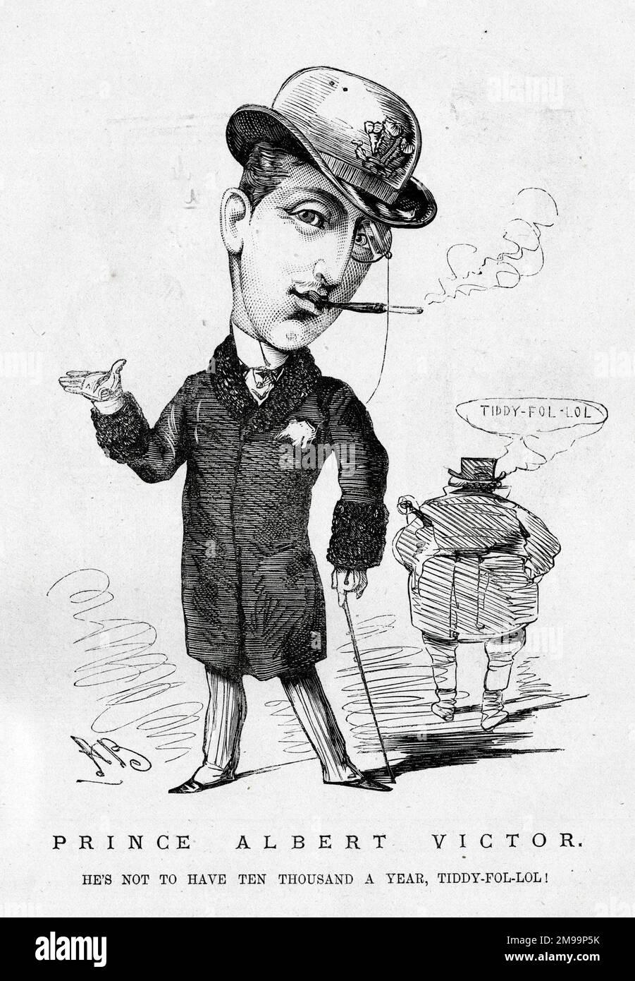 Cartone animato, Principe Alberto Vittorio, Duca di Clarence e Avondale (1864-1892) - non ha diecimila all'anno, tiddy-fol-lol! Foto Stock