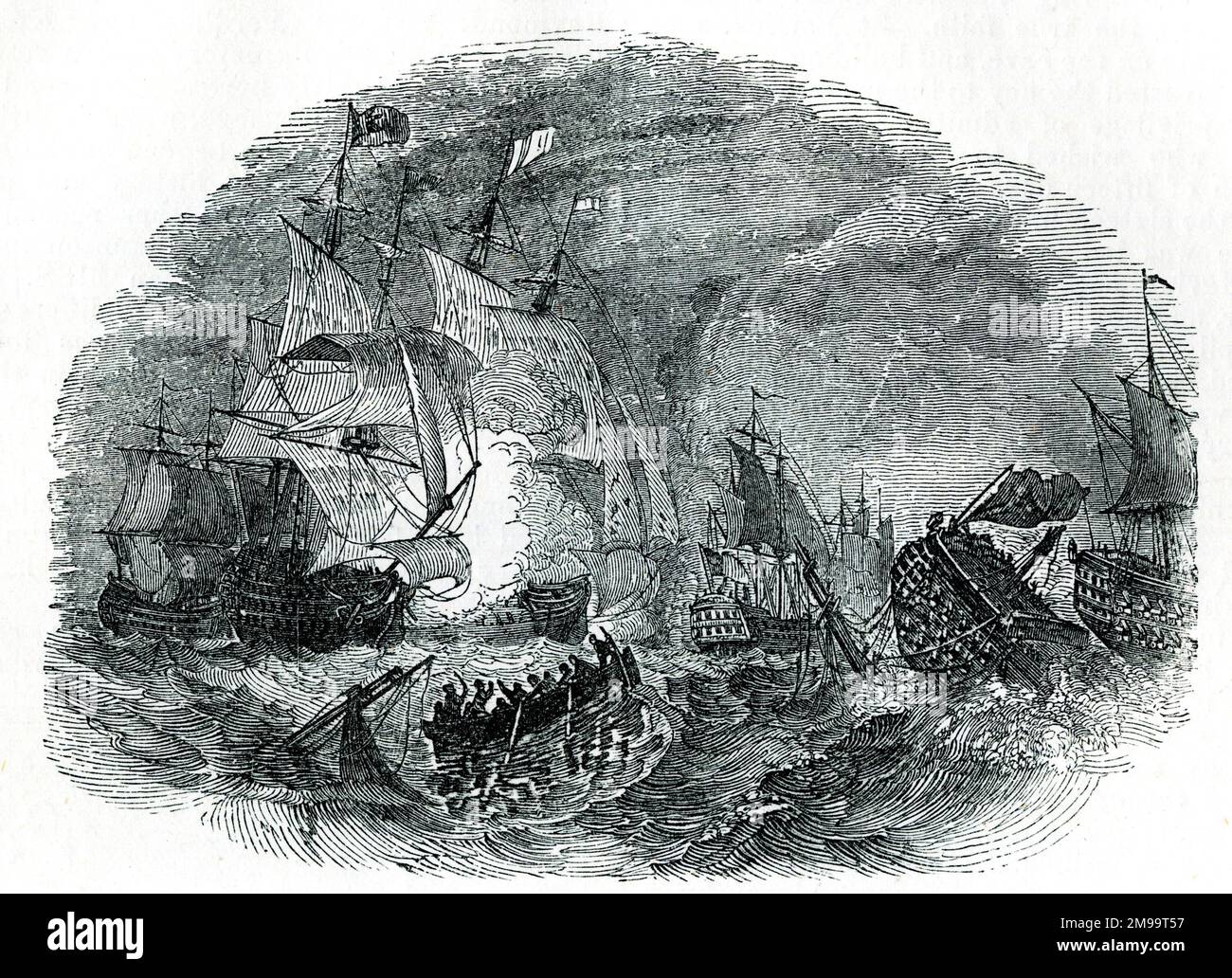 Guerre rivoluzionarie francesi, Battaglia navale del glorioso primo giugno 1794, la vittoria dell'ammiraglio Lord Howe sulla flotta francese. Foto Stock