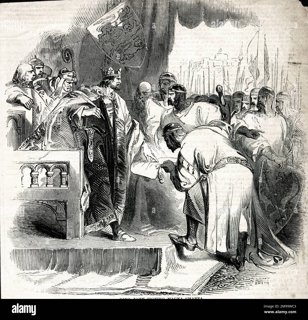 Re Giovanni firmò la Magna carta, 15 giugno 1215. Foto Stock