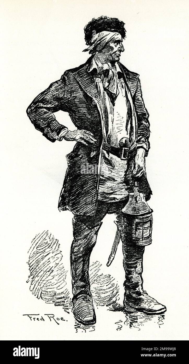 Contrabbandiere dell'Essex antico con lanterna e pugnale. Foto Stock