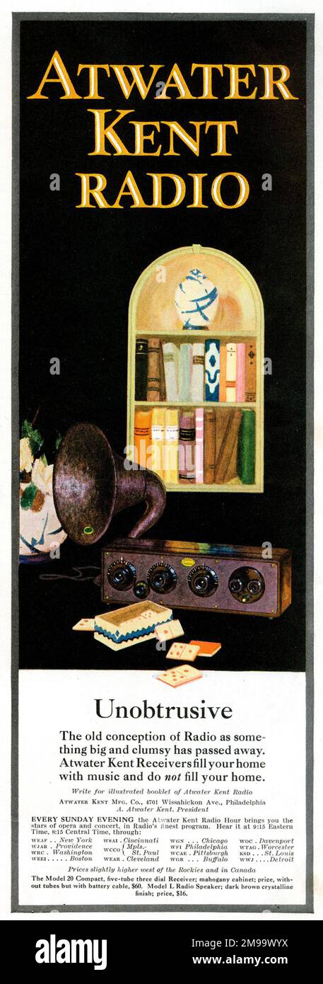 Annuncio, Atwater Kent radio modello 20. Foto Stock
