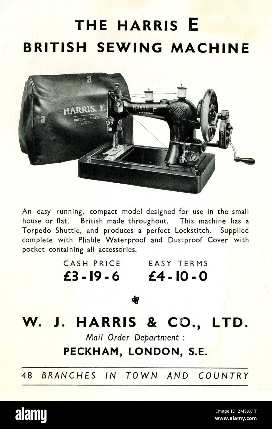 Harris Sewing Machine Model e, della W H Harris & Co Ltd, Peckham, London se. Foto Stock