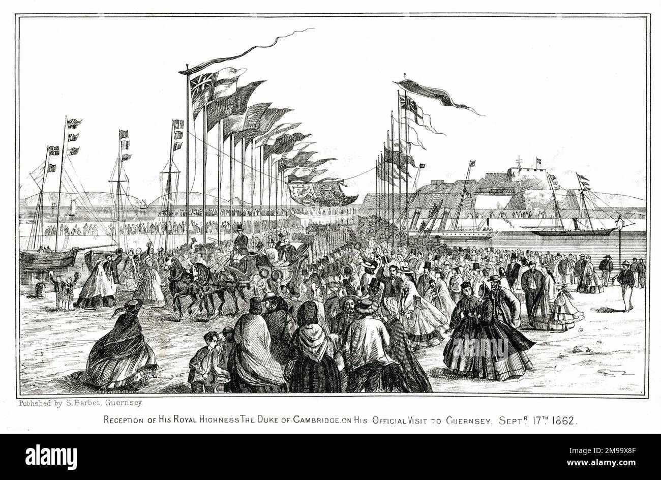 Accoglienza del Duca di Cambridge, visita a Guernsey, Isole del canale, 17 settembre 1862. Foto Stock