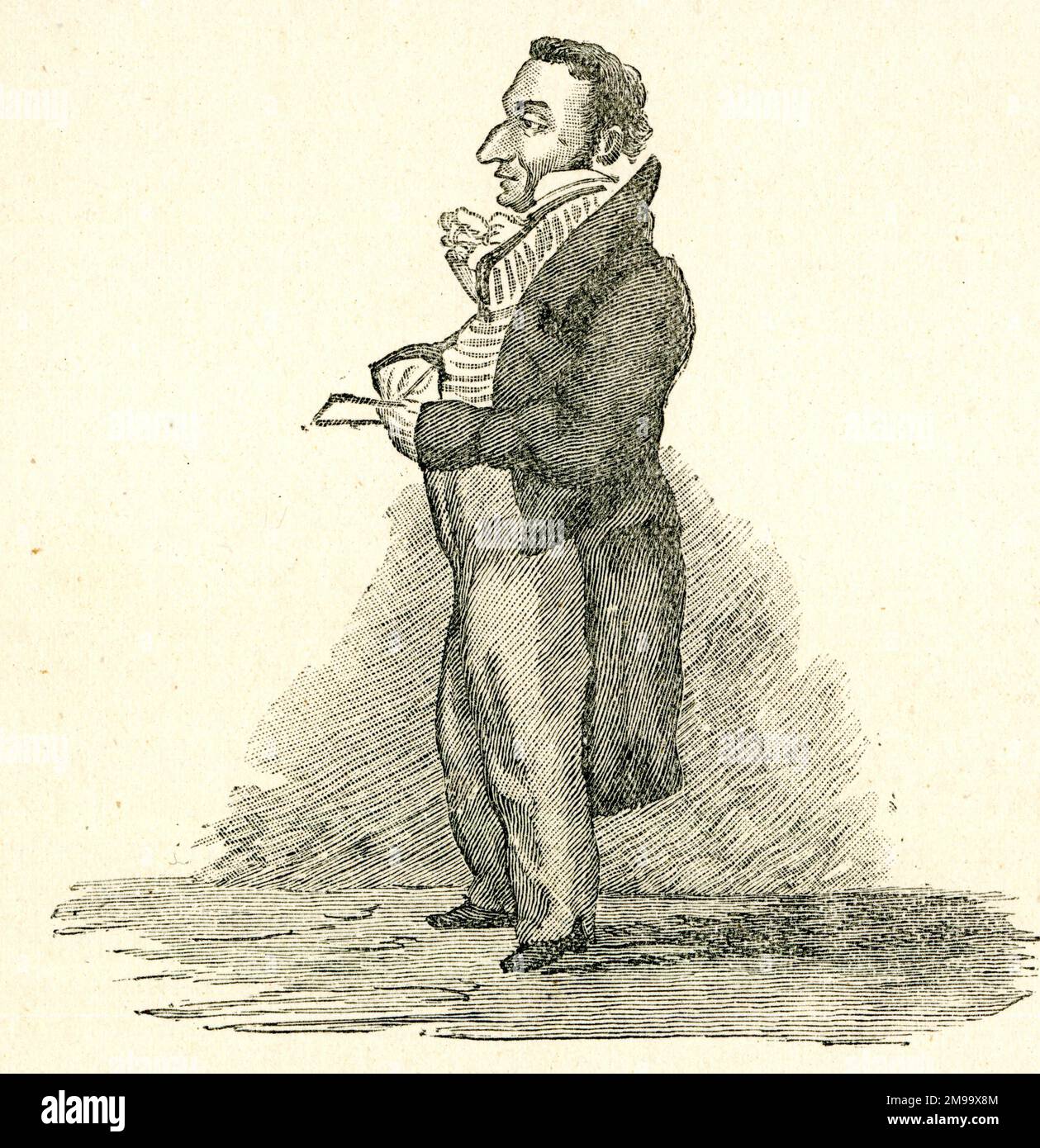 Joseph Mallord William Turner, artista inglese, caricatura dalla vita di Hawkesworth Fawkes. Foto Stock
