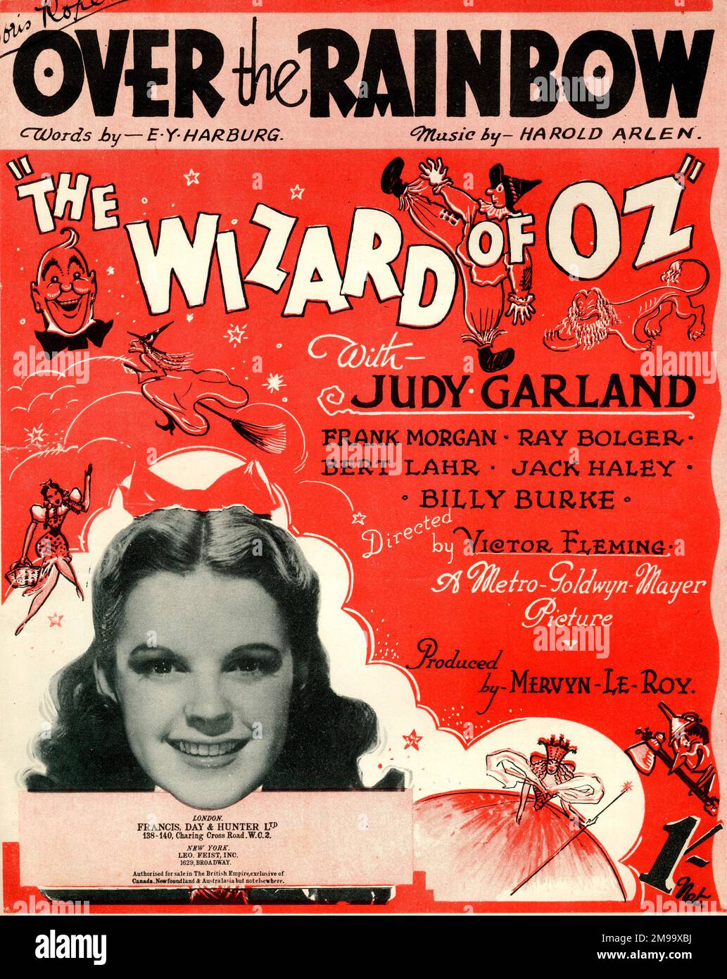 Copertina musicale, Over the Rainbow (The Wizard of Oz), Judy Garland, parole di e Y Harburg, musica di Harold Arlen. Foto Stock