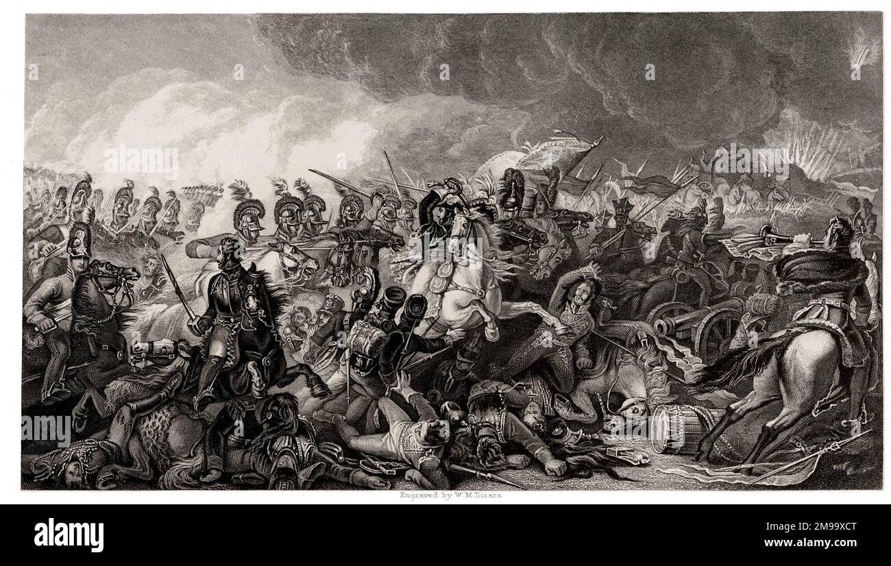 Battaglia di Waterloo, carica decisiva delle Guardie, 18 giugno 1815. Foto Stock