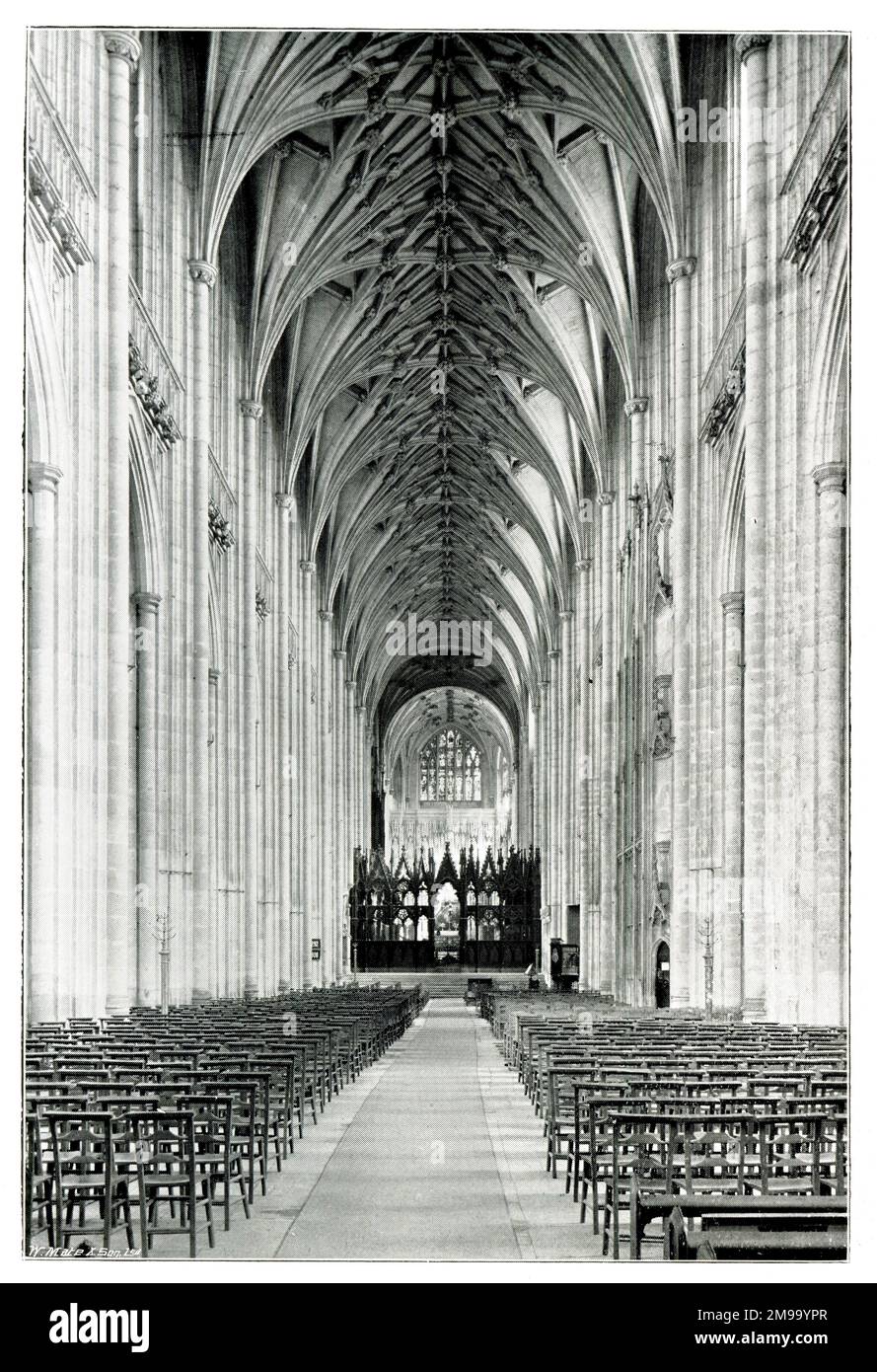 La nave, la cattedrale di Winchester guardando verso est. Foto Stock