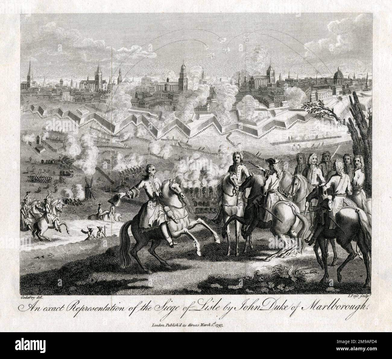 Guerra di successione spagnola, l'assedio di Lisle da parte di Giovanni, duca di Marlborough Foto Stock