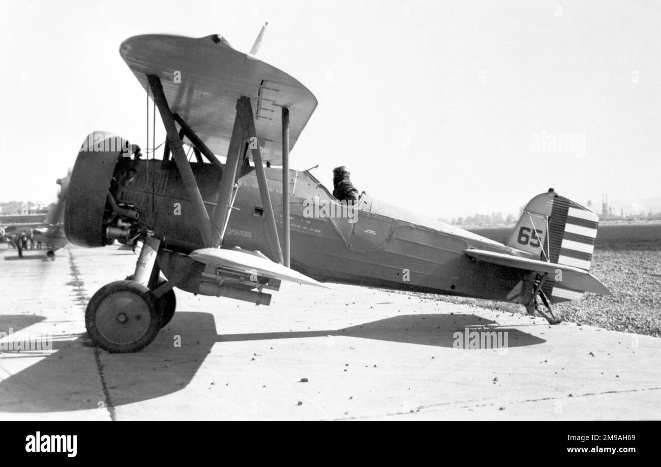 United States Army Air Corps - Boeing P-12D 31-276 '65'. (Boeing modello 227)assegnato a 61 School Squadron dopo il servizio di prima linea e cancellato in un incidente di atterraggio a Kelly Field, TX., il 31 gennaio 1937. Foto Stock