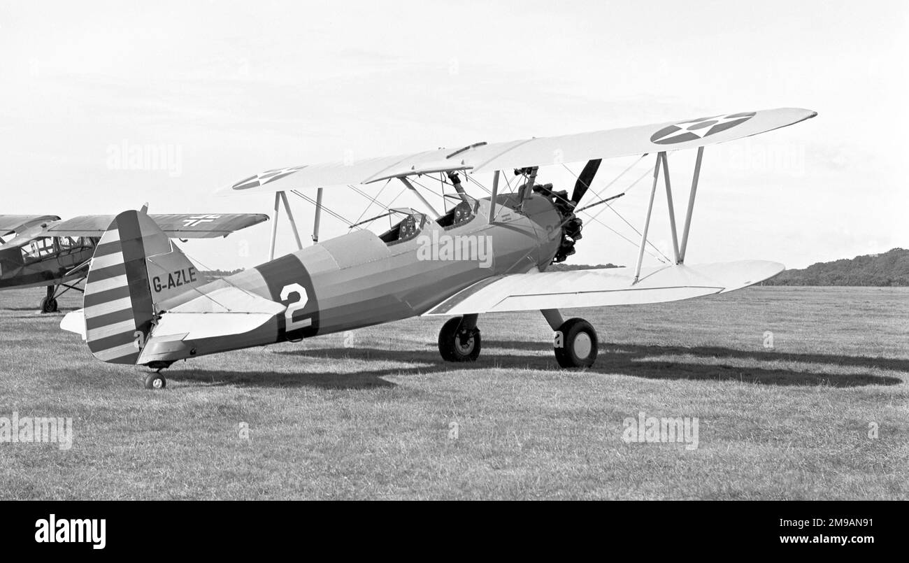 Boeing -Stearman N2s-5 Kaydet G-AZLE (msn 758543, modello E75, ex Buno 38749, ex USAAF 42-109510 ) ha registrato il 29 dicembre 1971 come G-AZLE Foto Stock