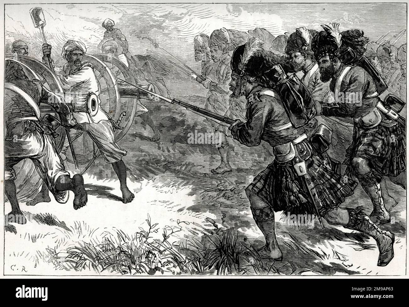 Carica degli Highlanders in Bengala, Mutiny indiano Foto Stock