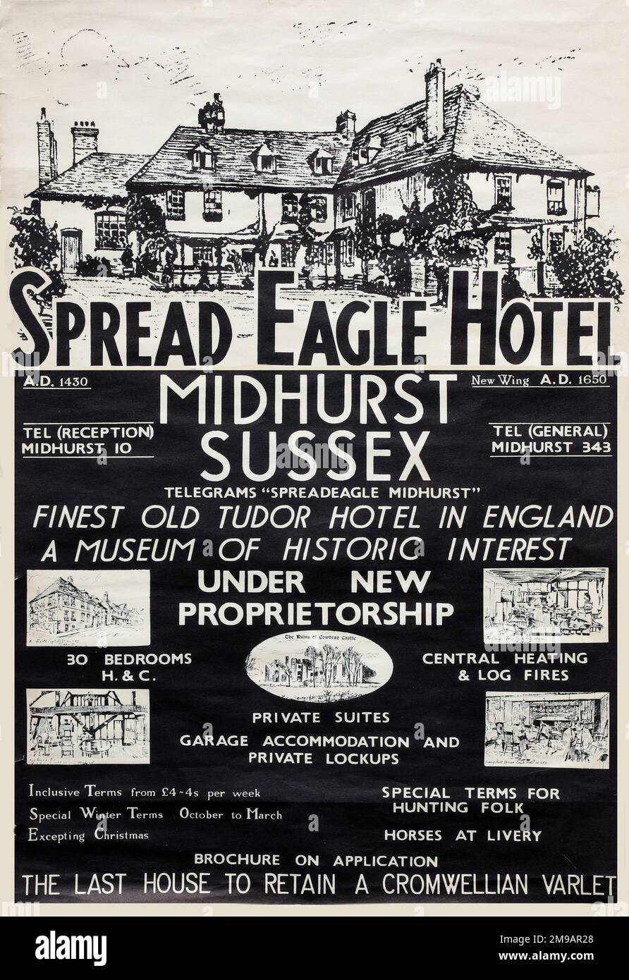 Poster, The Spread Eagle Hotel, Midhurst, Sussex Foto Stock