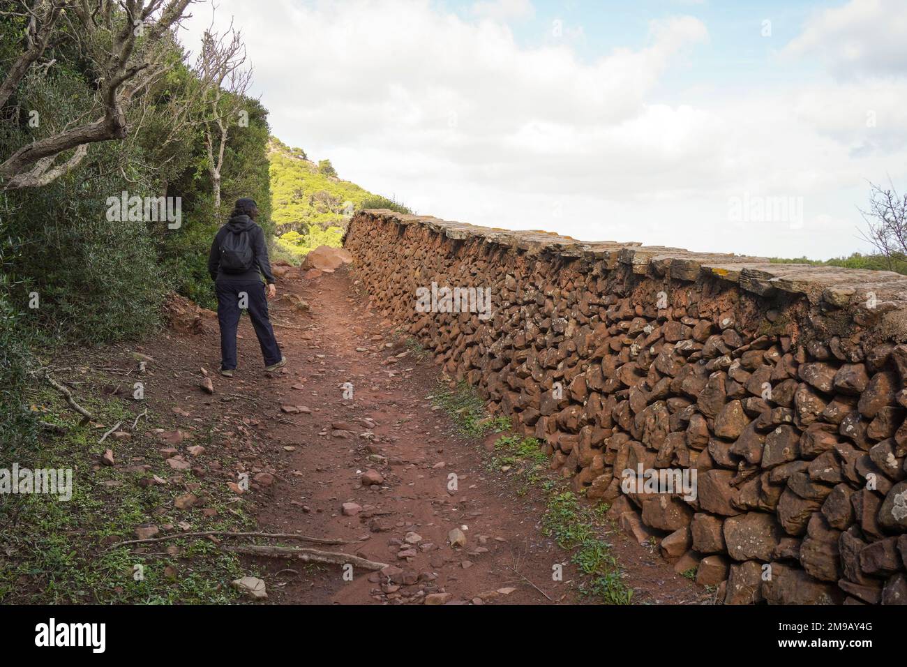 Cami de Valls, sentieri escursionistici di Minorca, GR 223, Algaiarens, isole Baleari, Spagna. Foto Stock