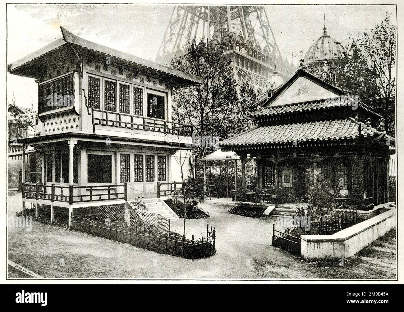 Padiglioni giapponesi e cinesi, esposizione universale di Parigi, 1889 Foto Stock