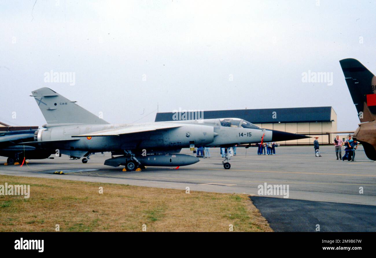 Ejército del Aire - Dassault Mirage F.1CE C.14-15 (msn ?), di Escuadron 141 'Patanes', Ala de Caza 14, al 1990 Tiger Meet, tenutosi a RAF Upper Heyford, nel settembre 1990 Foto Stock