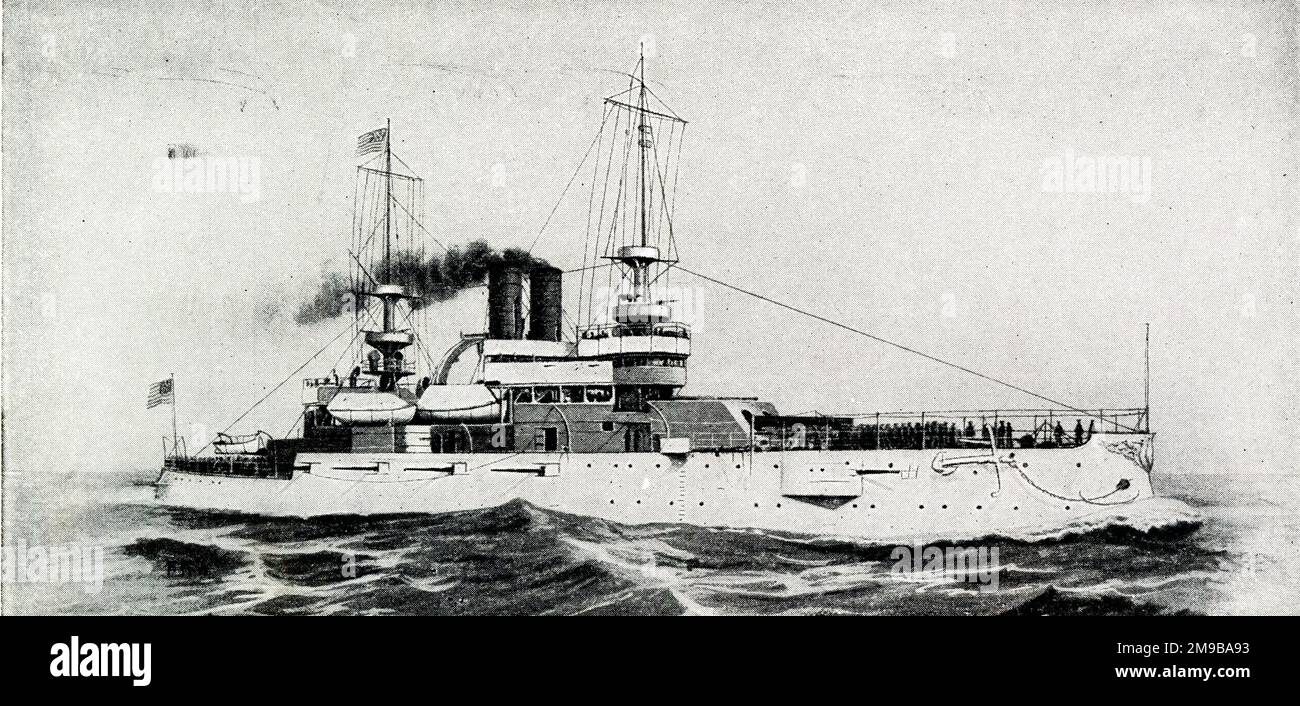 Nave da guerra americana pre-Dreadnought, USS Illinois, lanciata nel 1898 Foto Stock