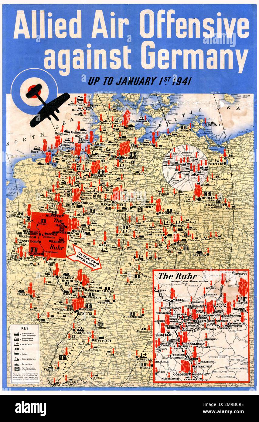 Poster, offensiva di Allied Air contro la Germania fino al 1 gennaio 1941 Foto Stock