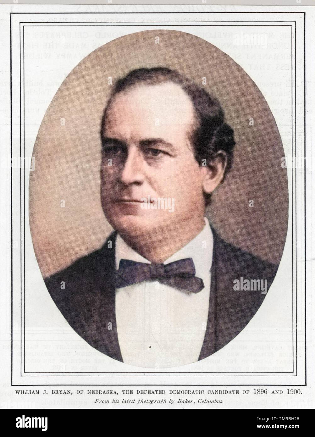 WILLIAM JENNINGS BRYAN (1860 - 1925), popolare statista americano, sconfitto come candidato democratico Presidenziale nel 1896 e nel 1900. Foto Stock