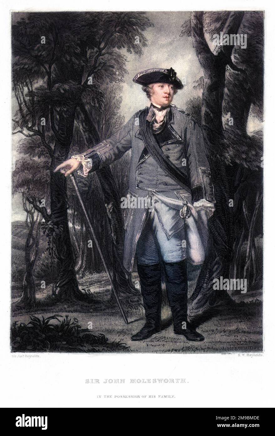 SIR JOHN MOLESWORTH Comandante militare britannico, raffigurato, non su un campo di battaglia con pistole e trombe, ma in un ambiente tranquillo boscoso... Foto Stock
