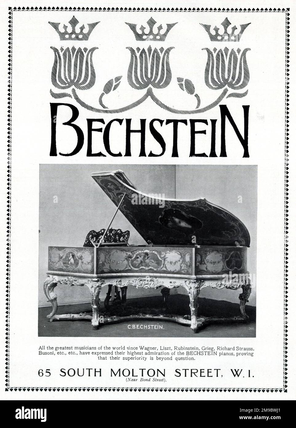 Advert, Bechstein Pianos, South Molton Street, Londra W1 Foto Stock