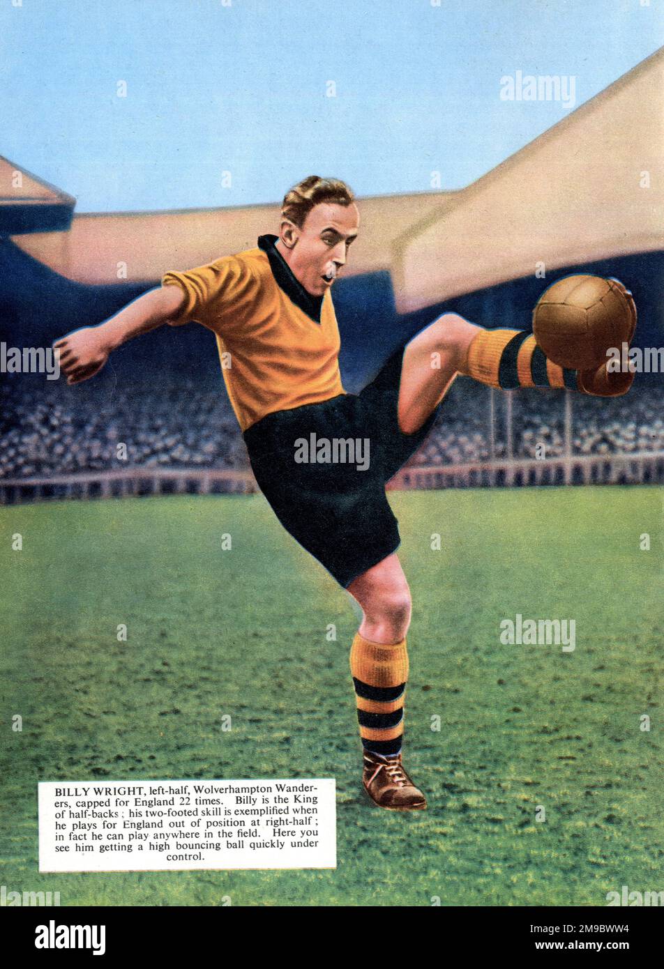 Billy Wright, calciatore a sinistra per Wolverhampton Wanderers e Inghilterra Foto Stock