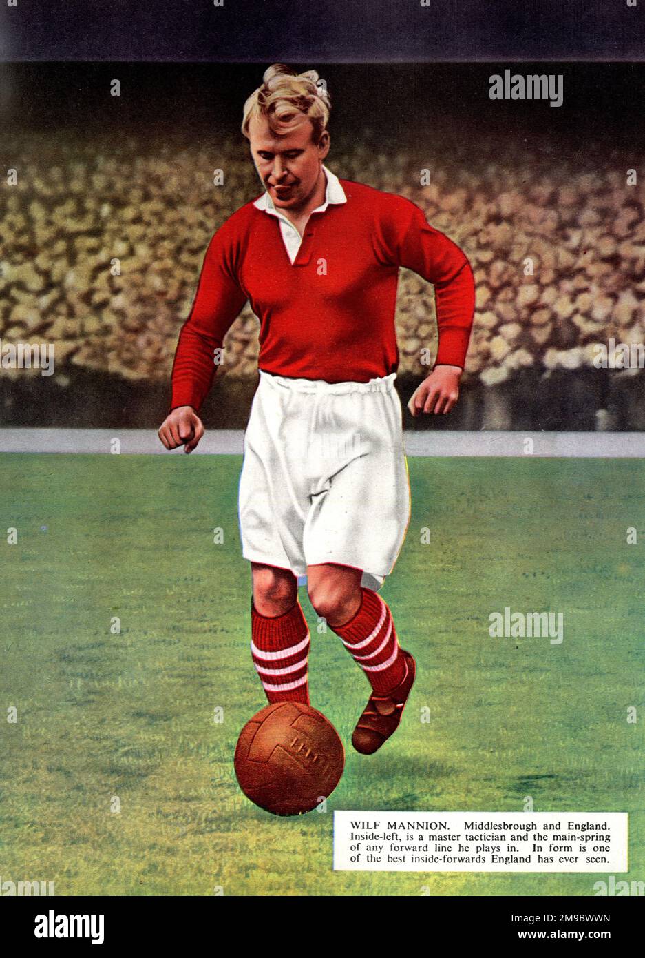 Wilf Mannion, all'interno del calciatore a sinistra per Middlesbrough e Inghilterra Foto Stock