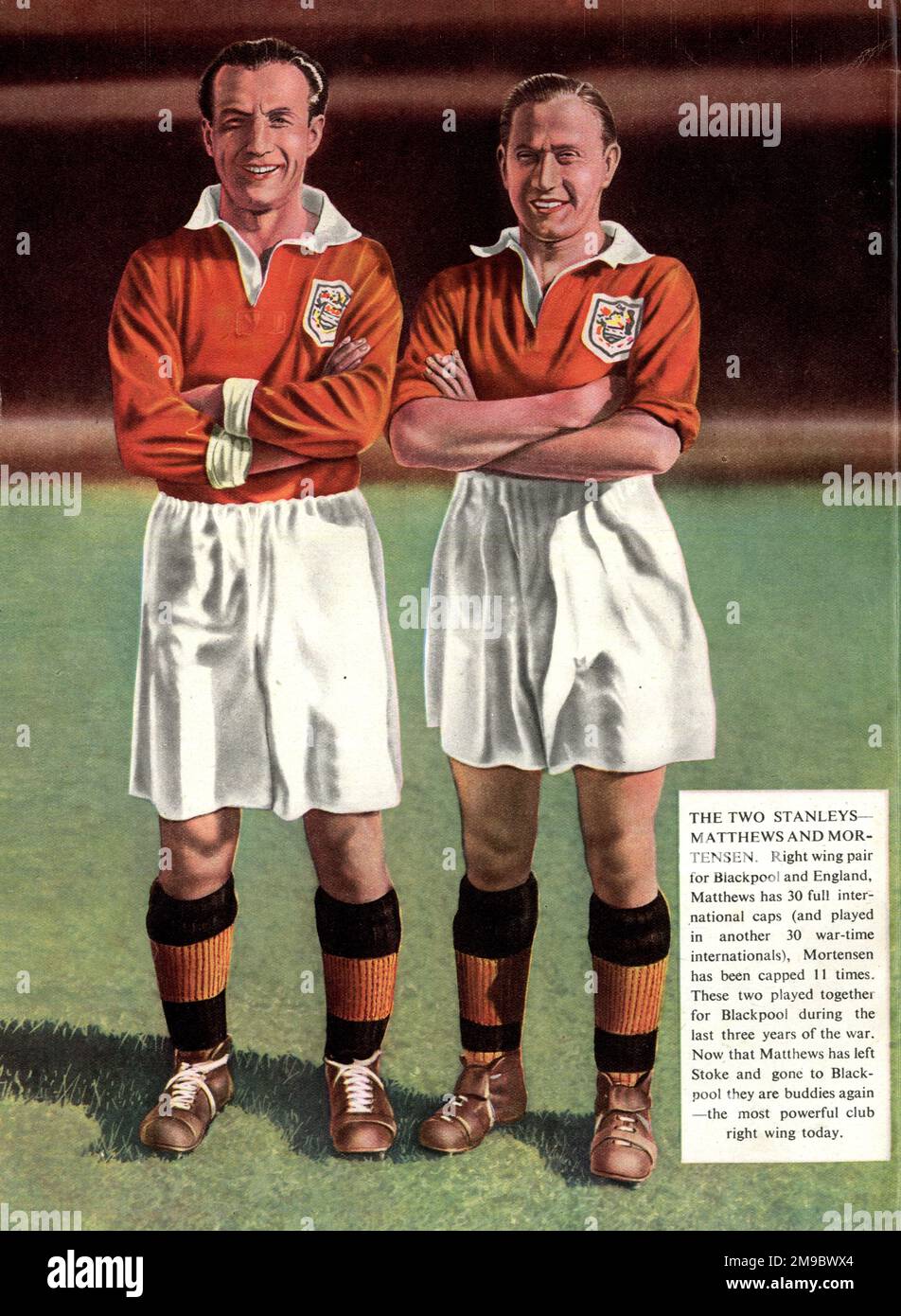 Stanley Matthews e Stanley Mortensen, calciatori per Blackpool e Inghilterra Foto Stock