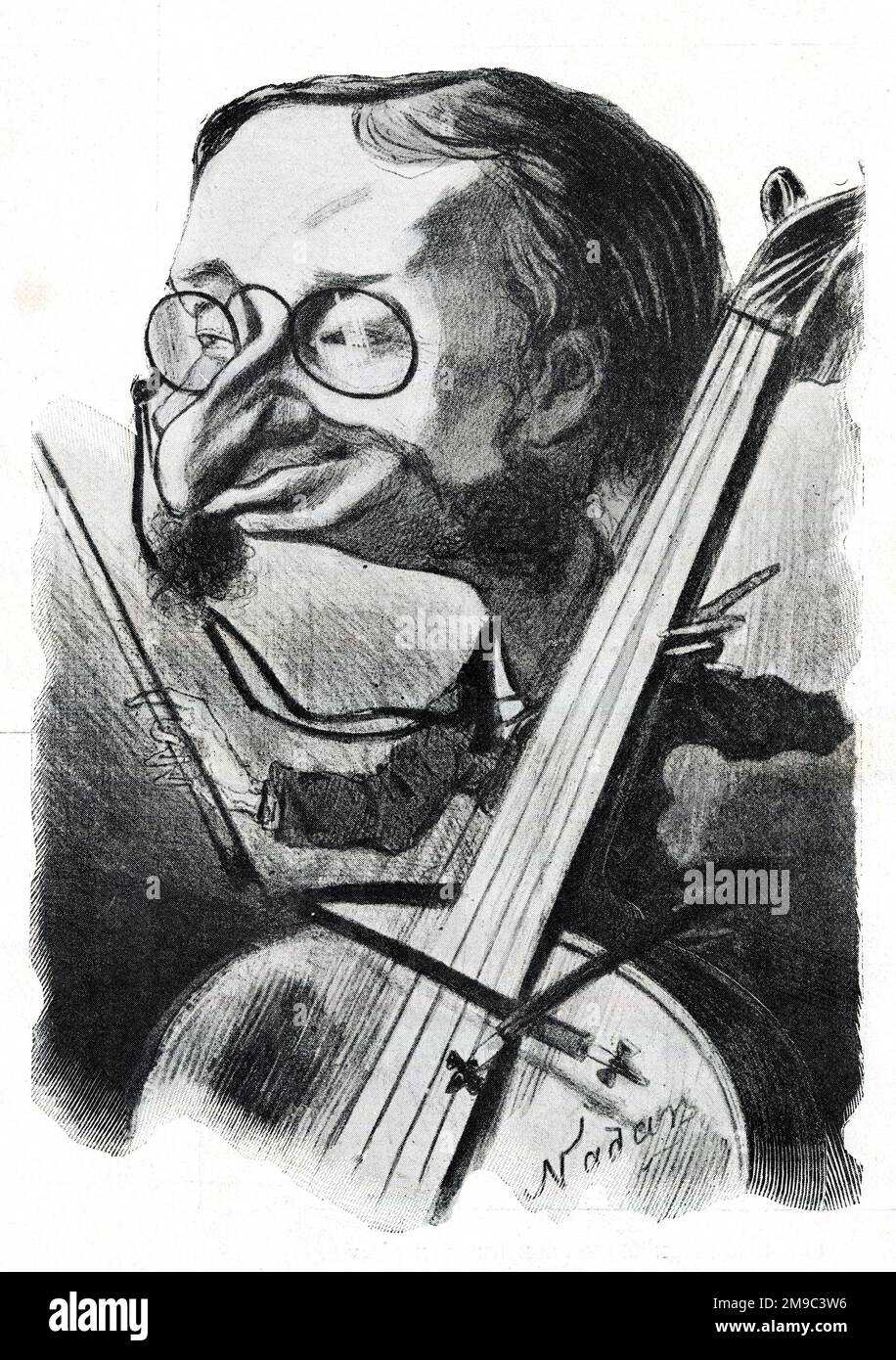 Jacques Offenbach (1819-1880), compositore tedesco-francese, caricatura di Nadar, dopo un disegno di Riou. Foto Stock